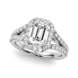 Emerald Halo Ec Split Shank Engagement Ring