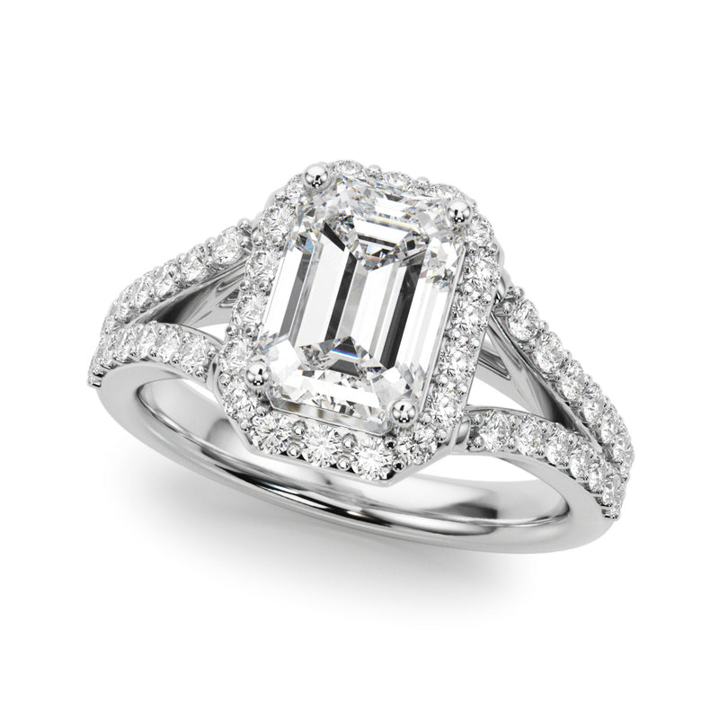 Emerald Halo Ec Split Shank Engagement Ring