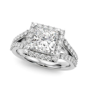 Square Halo Pc Split Shank Engagement Ring