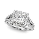 Square Halo Pc Split Shank Engagement Ring
