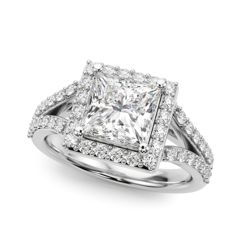Square Halo Pc Split Shank Engagement Ring