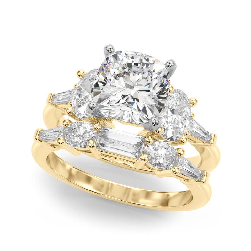Tapered Baguette & Oval Sides Engagement Ring (51301-E)