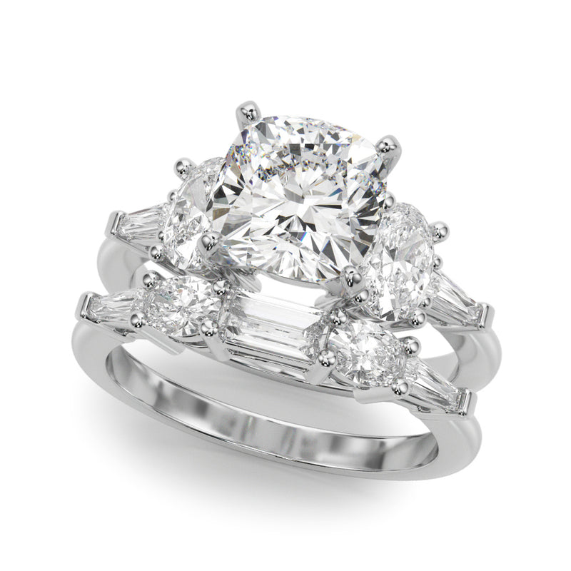 Tapered Baguette & Oval Sides Engagement Ring (51301-E)