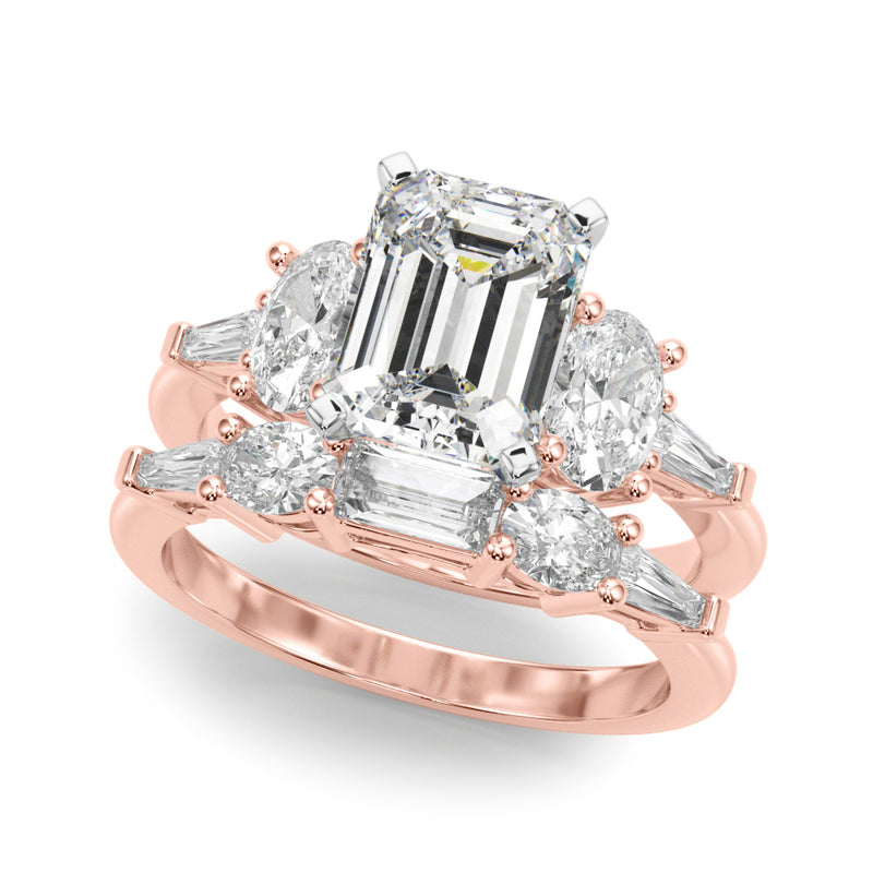 Tapered Baguette & Oval Sides Engagement Ring (51301-E)