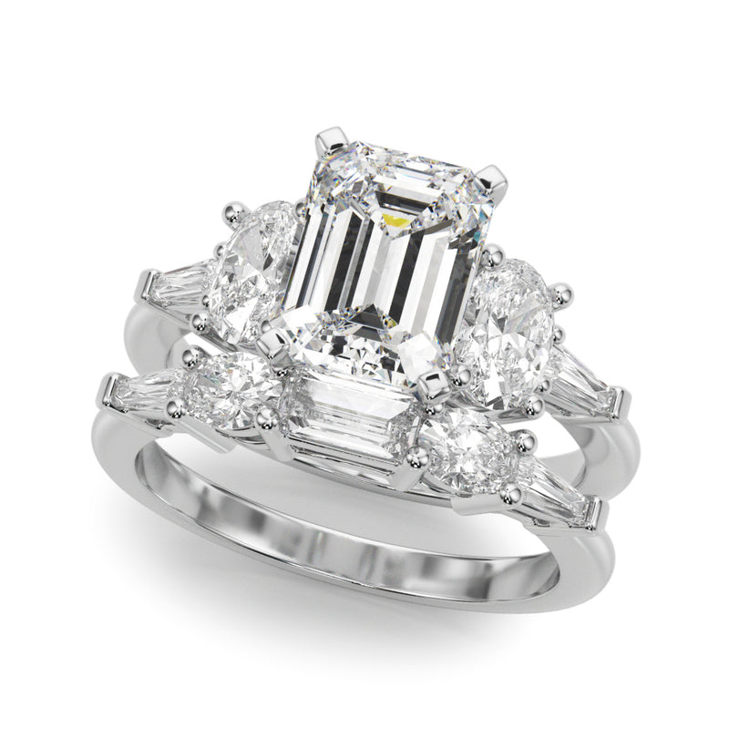 Tapered Baguette & Oval Sides Engagement Ring (51301-E)