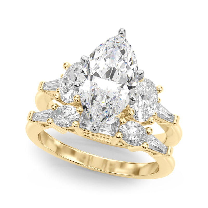 Tapered Baguette & Oval Sides Engagement Ring (51301-E)