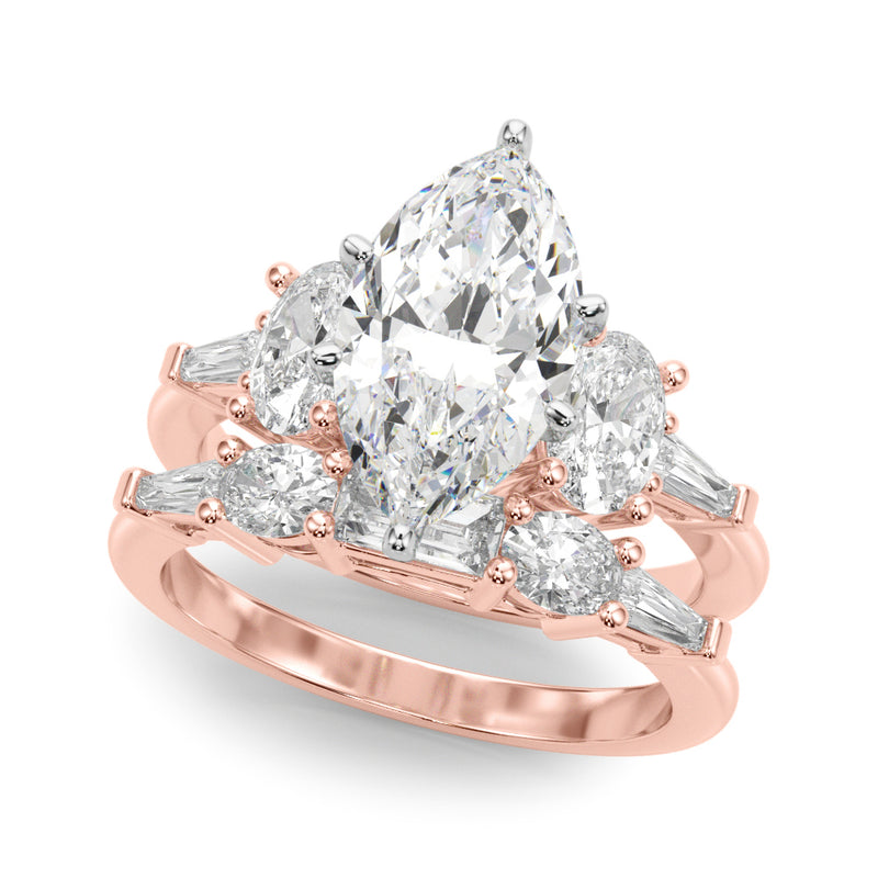 Tapered Baguette & Oval Sides Engagement Ring (51301-E)