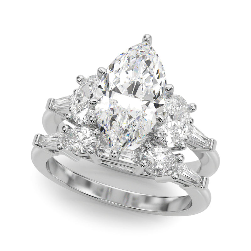 Tapered Baguette & Oval Sides Engagement Ring (51301-E)