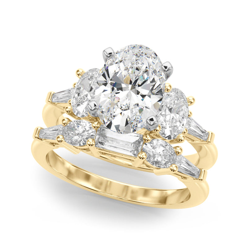 Tapered Baguette & Oval Sides Engagement Ring (51301-E)