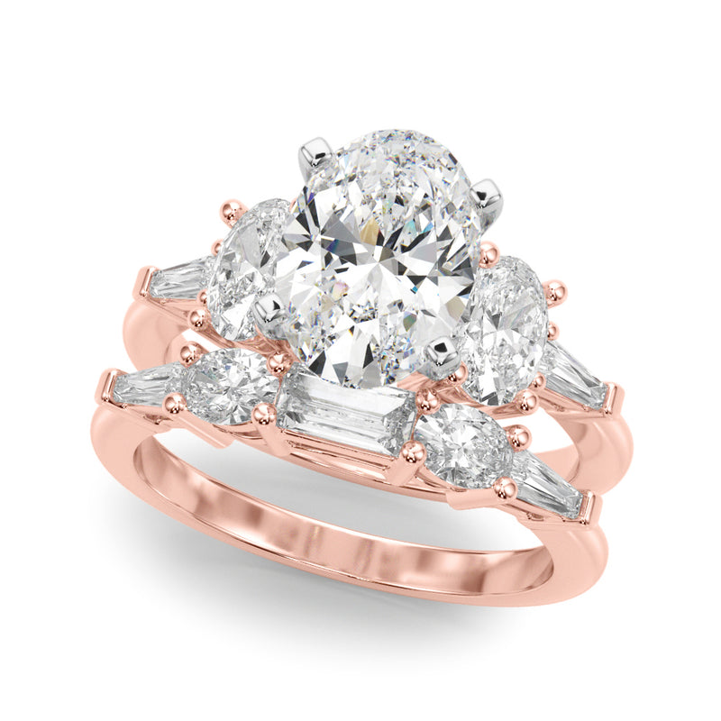 Tapered Baguette & Oval Sides Engagement Ring (51301-E)