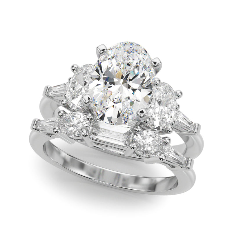 Tapered Baguette & Oval Sides Engagement Ring (51301-E)