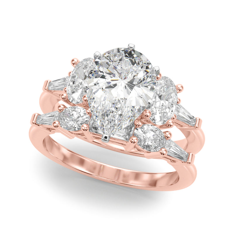 Tapered Baguette & Oval Sides Engagement Ring (51301-E)