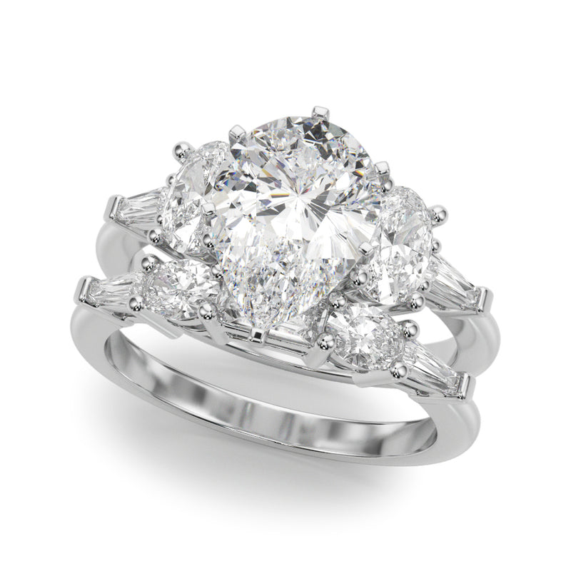Tapered Baguette & Oval Sides Engagement Ring (51301-E)