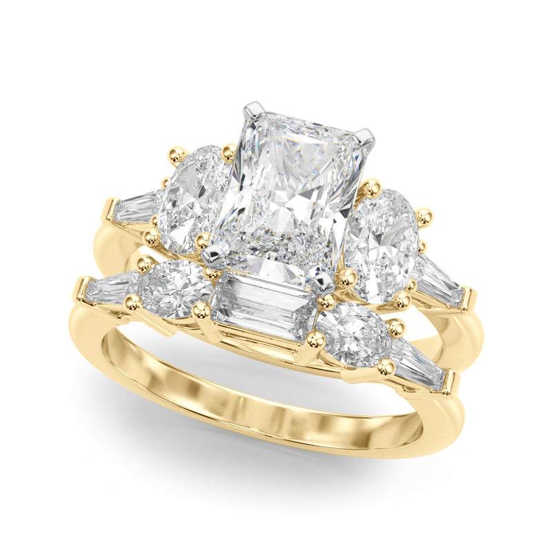 Tapered Baguette & Oval Sides Engagement Ring (51301-E)