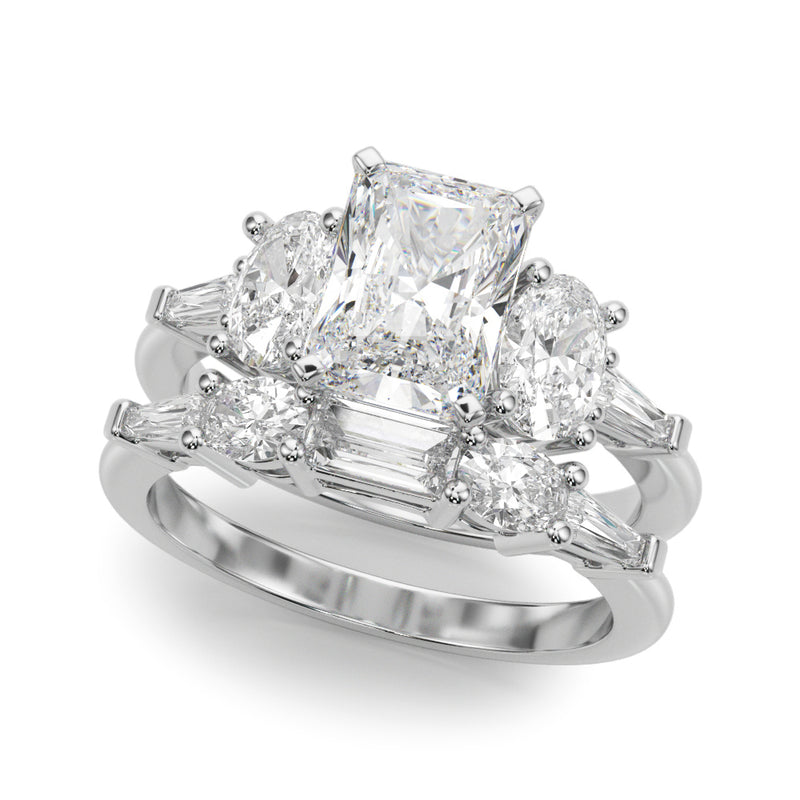 Tapered Baguette & Oval Sides Engagement Ring (51301-E)
