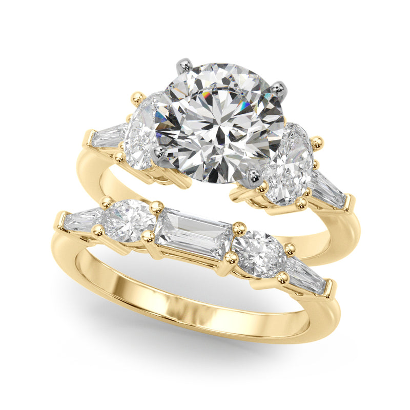 Tapered Baguette & Oval Sides Engagement Ring (51301-E)