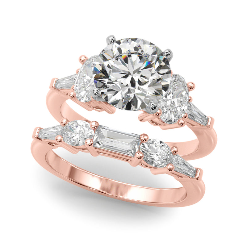 Tapered Baguette & Oval Sides Engagement Ring (51301-E)
