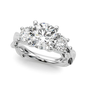 Round 3 Stone Ring With Twisted Shank Engagement Ring