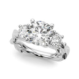 Round 3 Stone Ring With Twisted Shank Engagement Ring