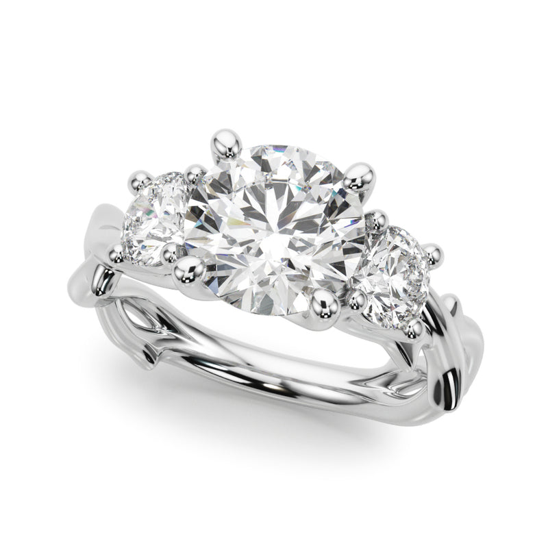 Round 3 Stone Ring With Twisted Shank Engagement Ring