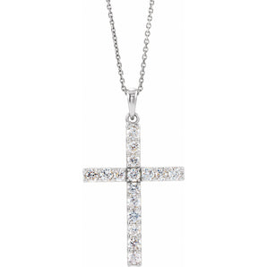 1 ct tw Cross Lab Grown Diamond Necklace in 14K White Gold (18")...