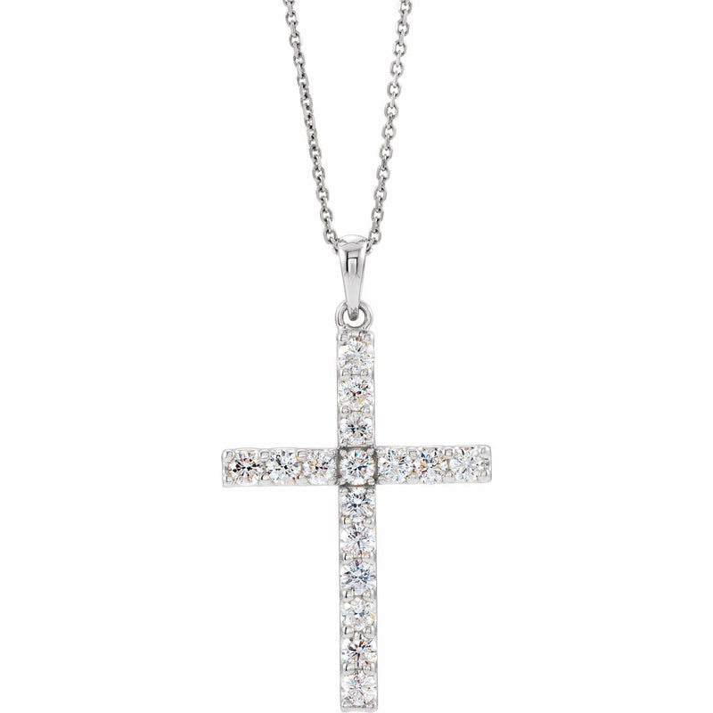 1 ct tw Cross Lab Grown Diamond Necklace in 14K White Gold (18")...