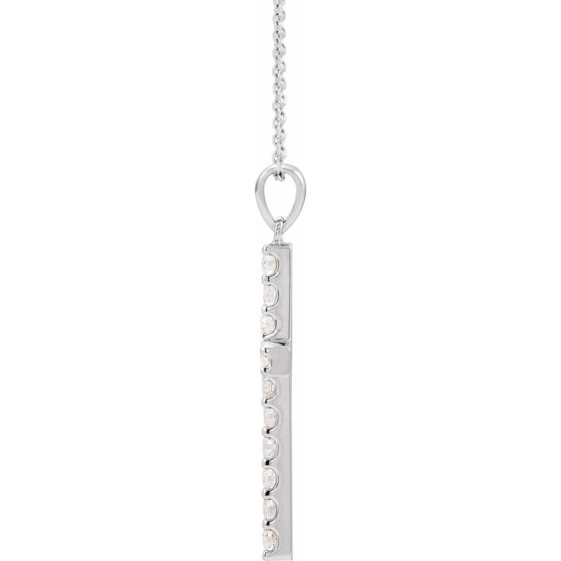 1 ct tw Cross Lab Grown Diamond Necklace in 14K White Gold (18")... - view 2