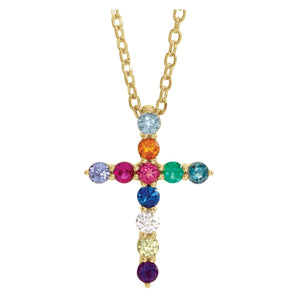 3 ct tw Accented Cross Lab Grown Diamond Necklace in 14K White Go...