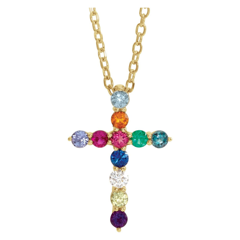 3 ct tw Accented Cross Lab Grown Diamond Necklace in 14K White Go...