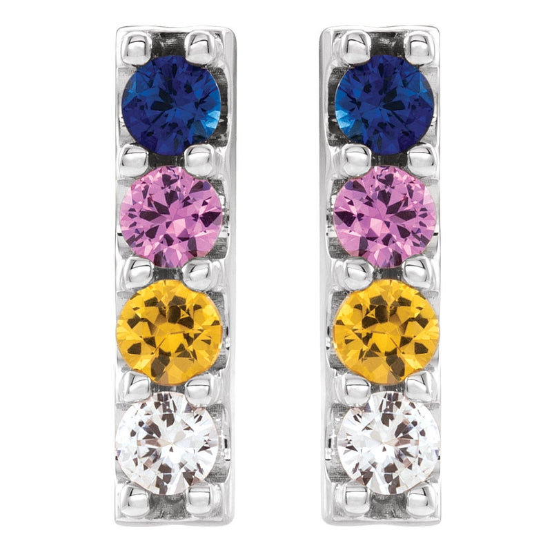 1/2 ct tw Round Lab Grown Diamond Accented Earrings in 14K White ... - view 2