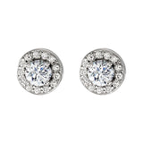1 1/2 ct tw Round Lab Grown Diamond Halo Earrings in 14K White Go... - view 2