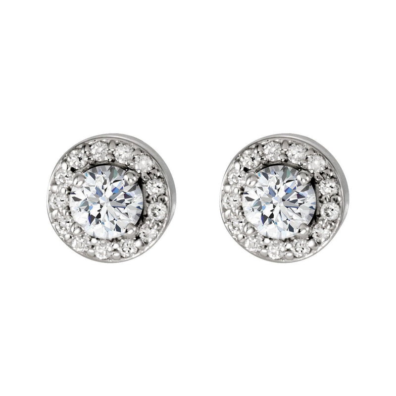 1 1/2 ct tw Round Lab Grown Diamond Halo Earrings in 14K White Go... - view 2