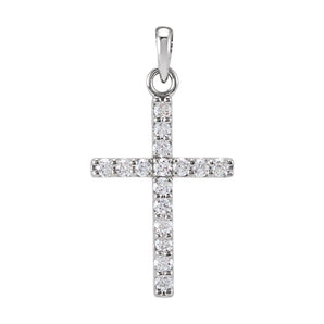 1 ct Round Lab Grown Diamond Cross Pendant in 14K White Gold...
