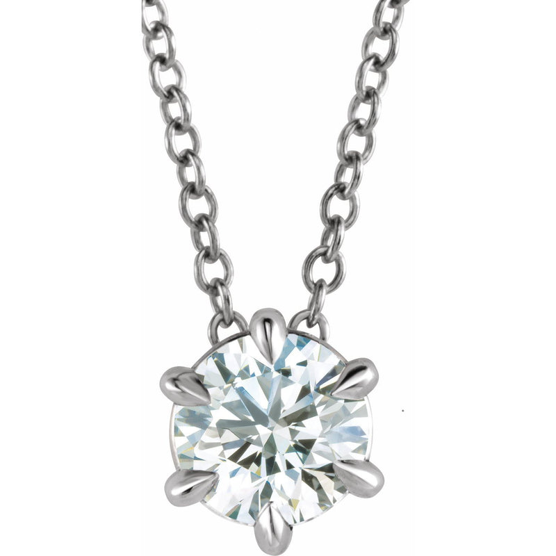 Solitaire Lab Grown Diamond Necklace in 14K White Gold (18")...