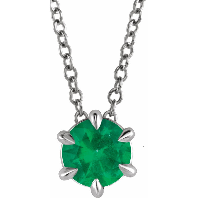 Solitaire Lab Grown Diamond Necklace in 14K White Gold (18")...