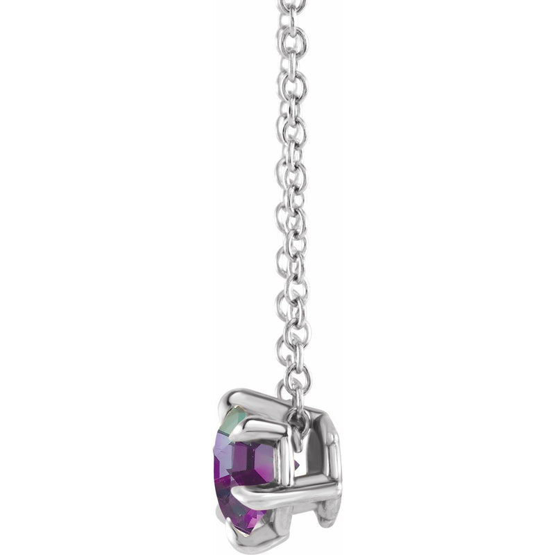 Solitaire Lab Grown Diamond Necklace in 14K White Gold (18")... - view 2