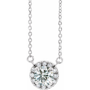 3 ct tw Halo Lab Grown Diamond Necklace in 14K White Gold (18")...
