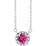 3 ct tw Halo Lab Grown Diamond Necklace in 14K White Gold (18")...