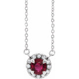 3 ct tw Halo Lab Grown Diamond Necklace in 14K White Gold (18")...