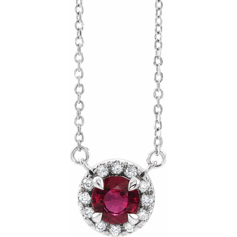 3 ct tw Halo Lab Grown Diamond Necklace in 14K White Gold (18")...