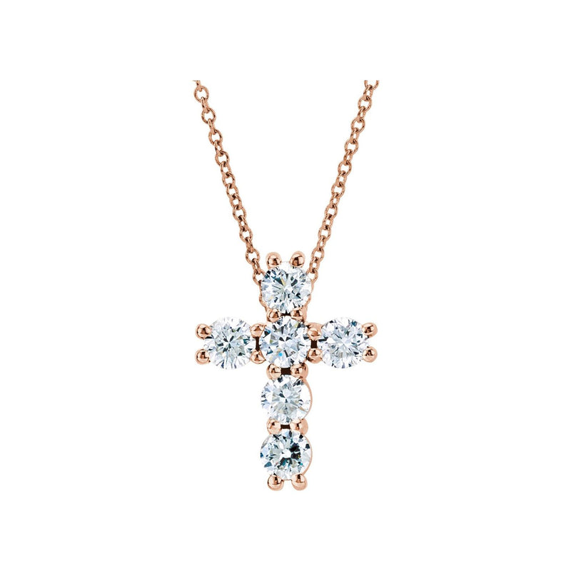 1 1/6 ct tw Cross Lab Grown Diamond Necklace in 14K White Gold (1...