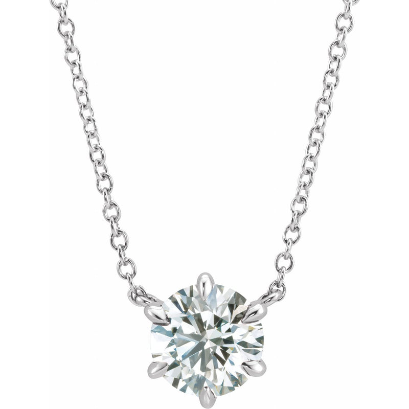 1/2 ct tw Solitaire Lab Grown Diamond Necklace in 14K White Gold ...