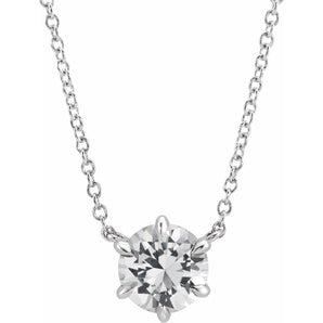 Solitaire Lab Grown Diamond Necklace in 14K White Gold (18")...