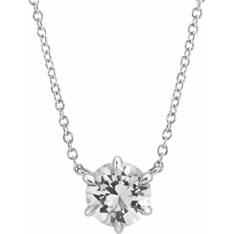 Solitaire Lab Grown Diamond Necklace in 14K White Gold (18")...