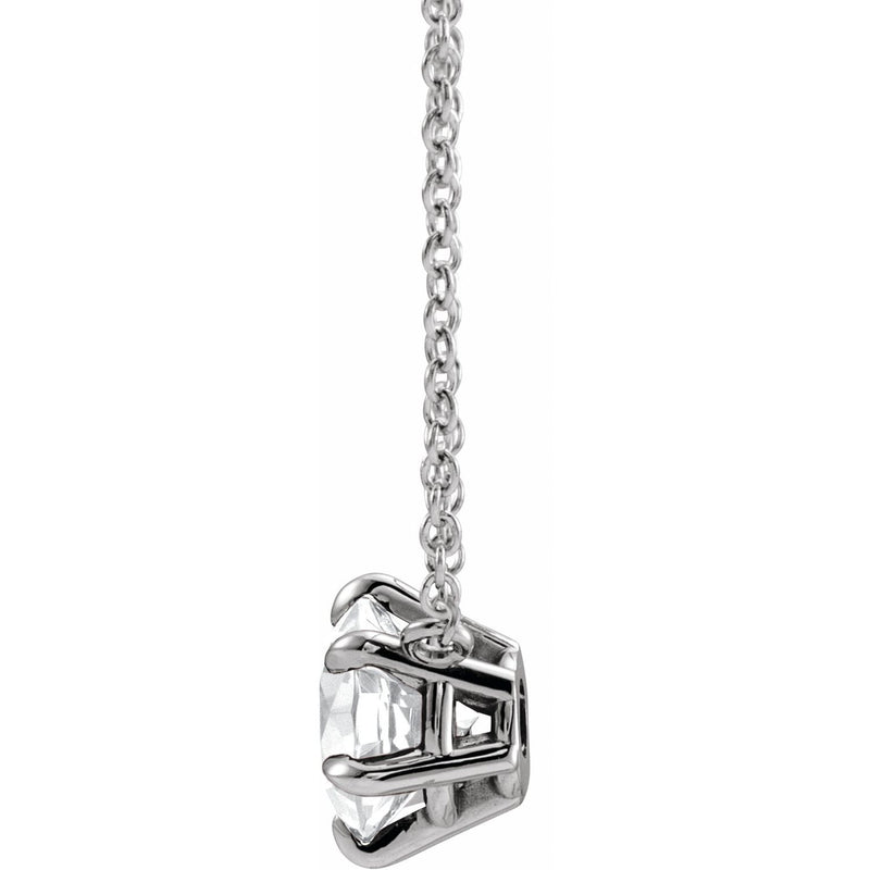 Solitaire Lab Grown Diamond Necklace in 14K White Gold (18")... - view 2