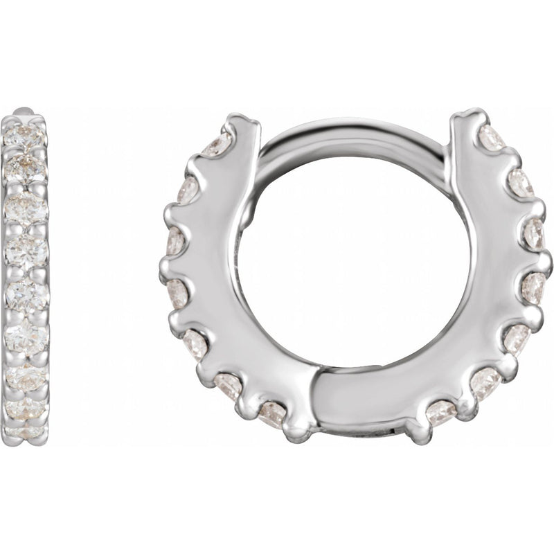 7 ct tw Round Lab Grown Diamond Accented Huggie Earrings in 14K W...
