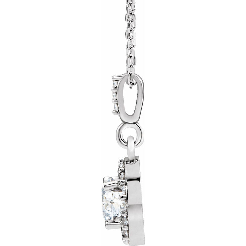 1 1/5 ct tw Halo Lab Grown Diamond Necklace in 14K White Gold (18... - view 2