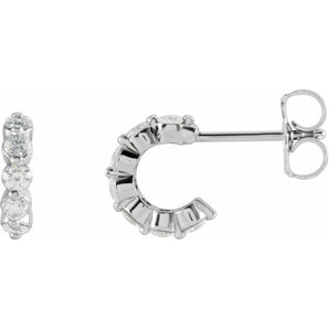 1 3/4 ct tw Round Lab Grown Diamond Accented Hoop Earrings in 14K...
