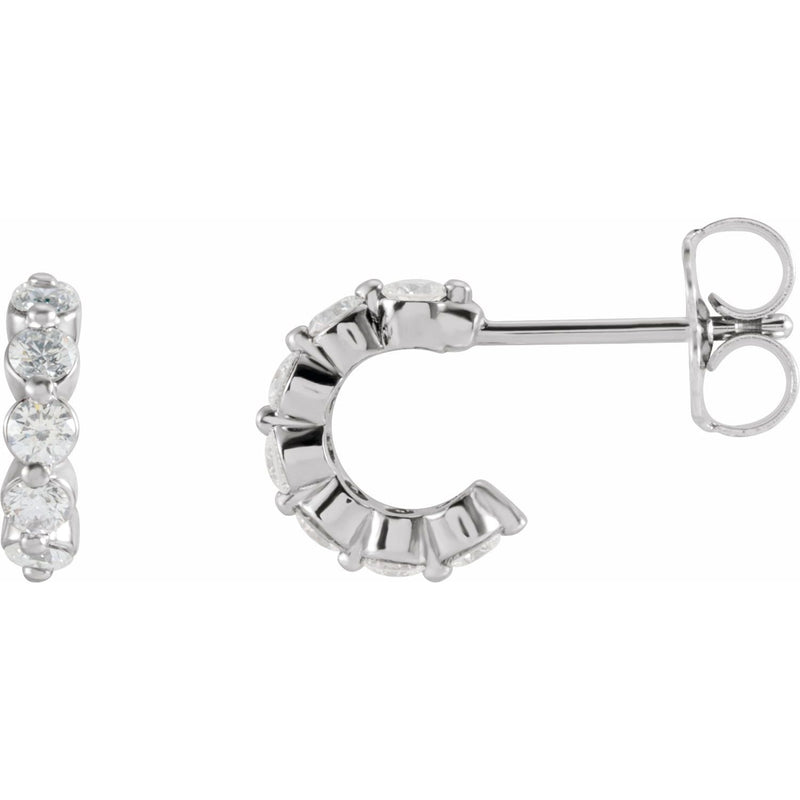 1 3/4 ct tw Round Lab Grown Diamond Accented Hoop Earrings in 14K...