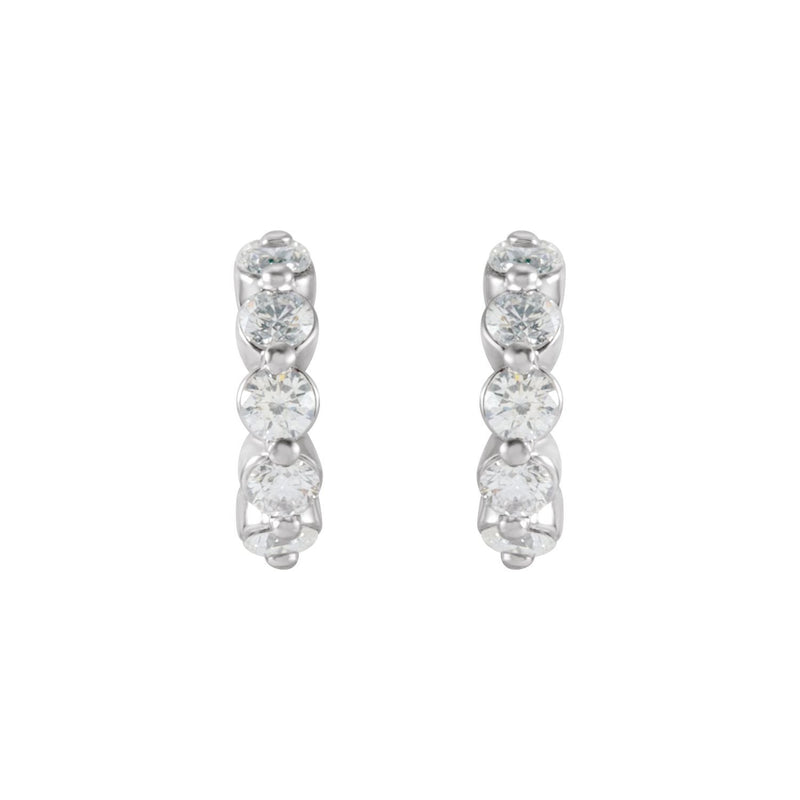 1 3/4 ct tw Round Lab Grown Diamond Accented Hoop Earrings in 14K... - view 2